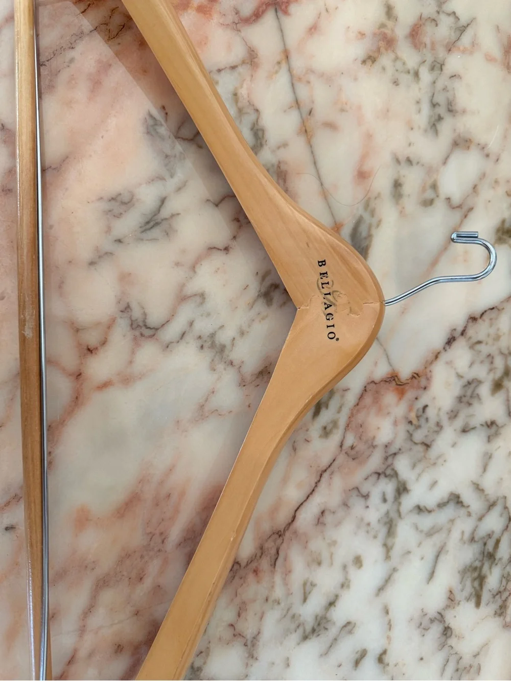 Bellagio Wooden Suit Hanger with Metal Bar - Natural Wood